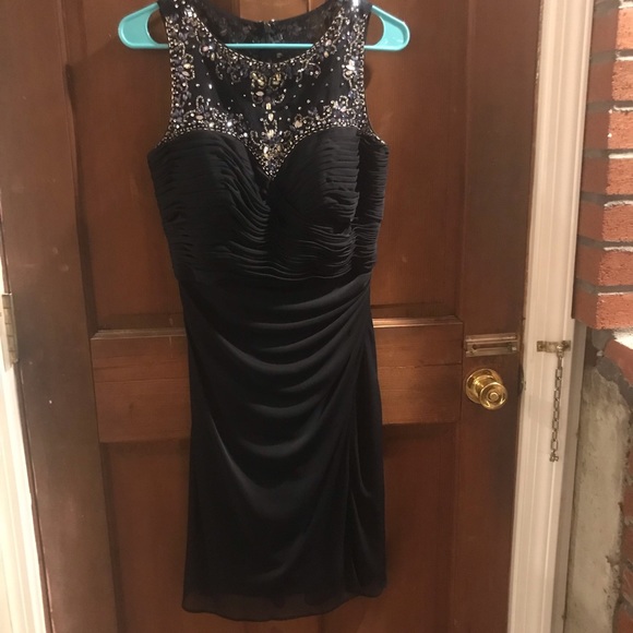 Black And Sequin Knee Length Dress - Picture 1 of 2